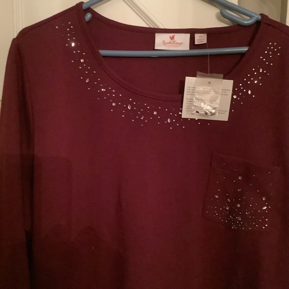 New with Tags Quacker Factory 2X Rich Red Top & NWOT VeneziaAqua black top 18/20 - Picture 2 of 15